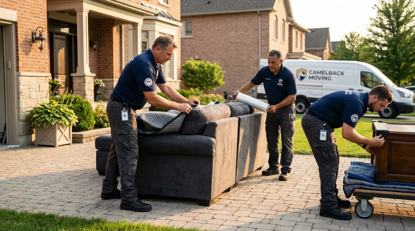 Large estate moving crew wrapping furniture in Marion, TX